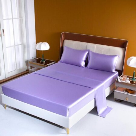 purple silk bedspread set