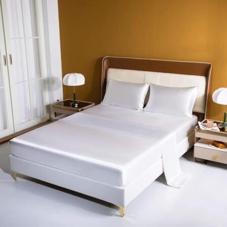 white silk bedspread set