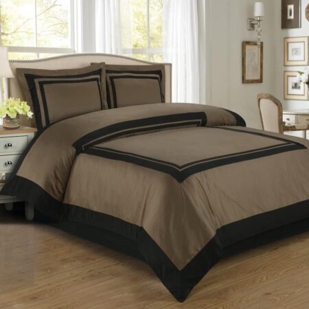 black and taupe duvet and duvet cover set