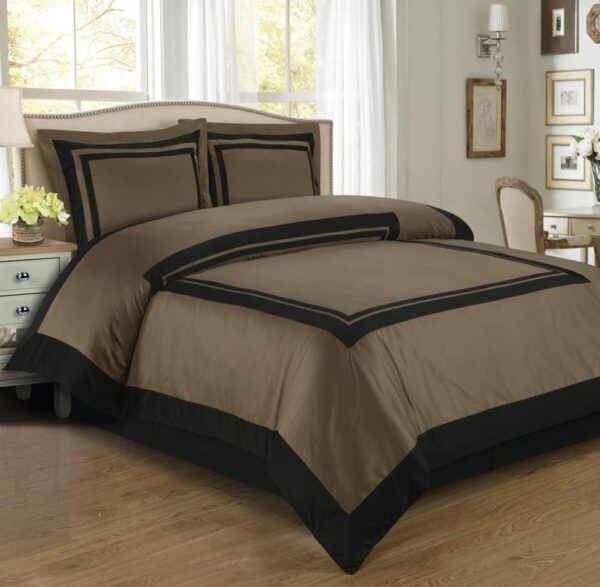 black and taupe duvet and duvet cover set