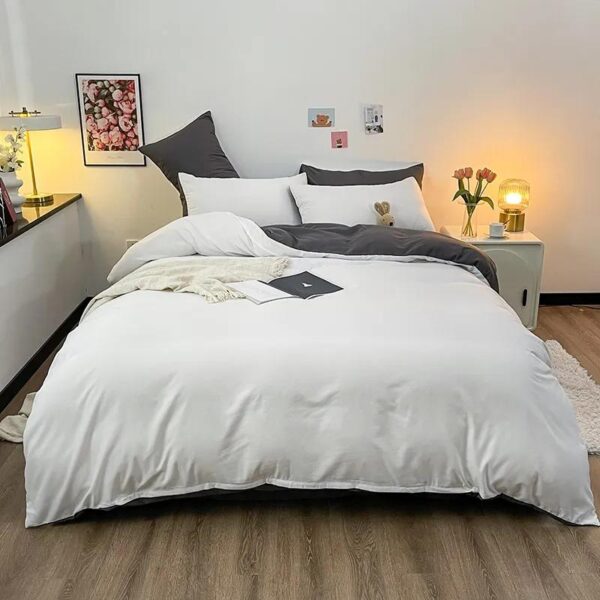 white and grey reversible duvet set