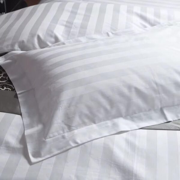 White Stripe Bedding Set 4by6/ 6by6/ 6by7/ 7by7 Size - Cotton 4/6 Piece Bedding Set Soft Classic Striped Duvet with Bedspread and 2/4 Pillowcases Set - Image 3