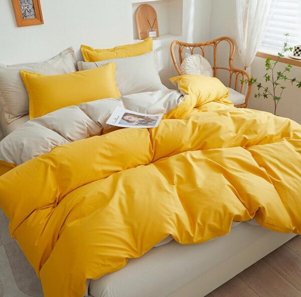 4/6 Piece Yellow Duvet Set 4by6/ 6by6/ 6by7/ 7by7 Size, Super Soft, Breathable and Durable Fabric Reversible Duvet with 1 Bedspread and 2/4 Pillowcases Set for All Season Comfort - Image 2