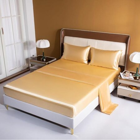 yellow silk bedspread set