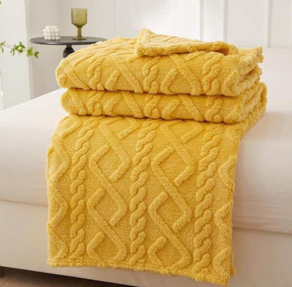 yellow sherpa fleece throw blanket