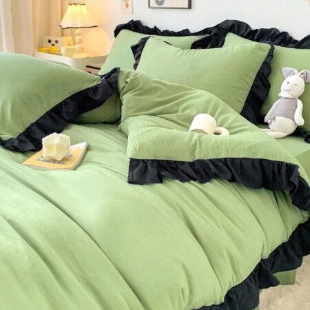 light green ruffle bedding set