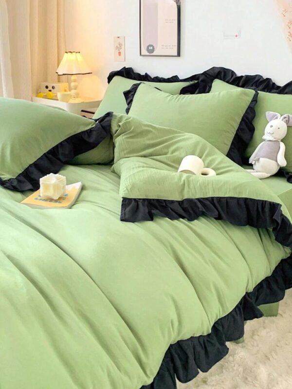 light green ruffle bedding set