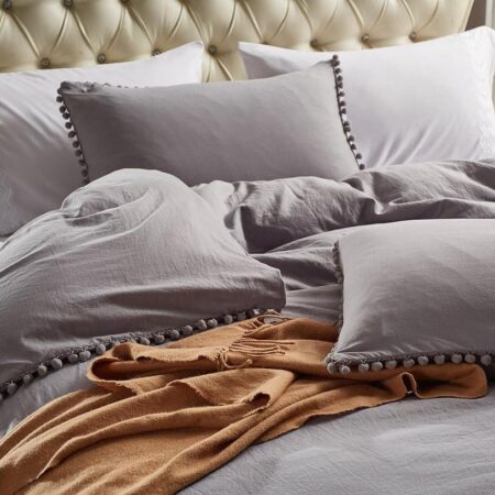 grey pom pom pillowcases