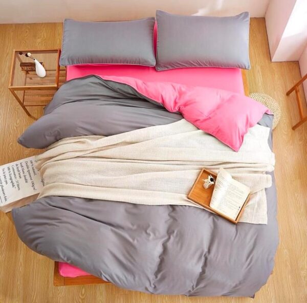 grey and pink revesible duvet set