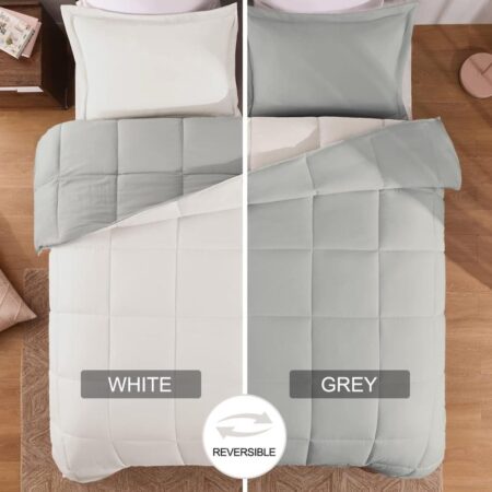 grey and white duvet set
