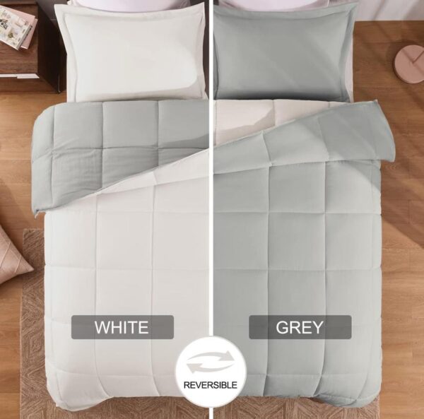grey and white duvet set