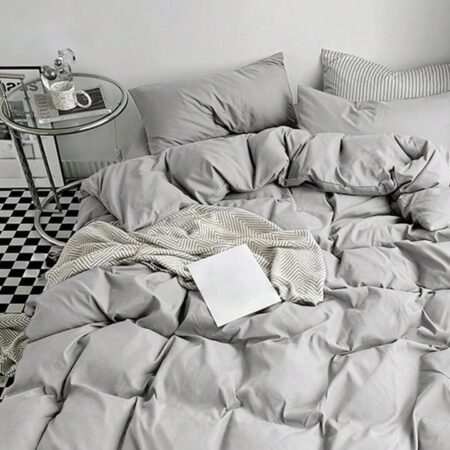 Light Grey Duvet Set 4by6/ 6by6/ 6by7/ 7by7 Sizes - Super Soft Breathable and Durable Quilted Duvet Set with 1 Bedsheet and 2/4 Pillowcases Set for All Season Comfort - Image 4