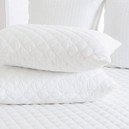 2 Pieces White Quilted Pillow Cover-100% Breathable Cotton Pillowcases Soft and Comfortable-Perfect Adding to Sleep Comfort