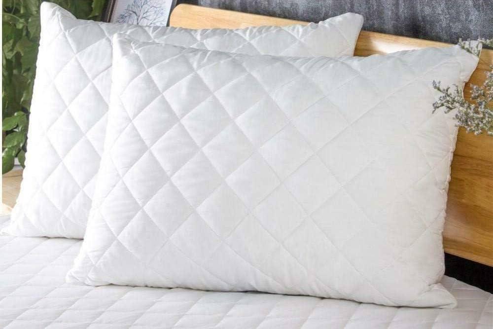 2 Pieces White Quilted Pillow Cover-100% Breathable Cotton Pillowcases Soft and Comfortable-Perfect Adding to Sleep Comfort - Image 2
