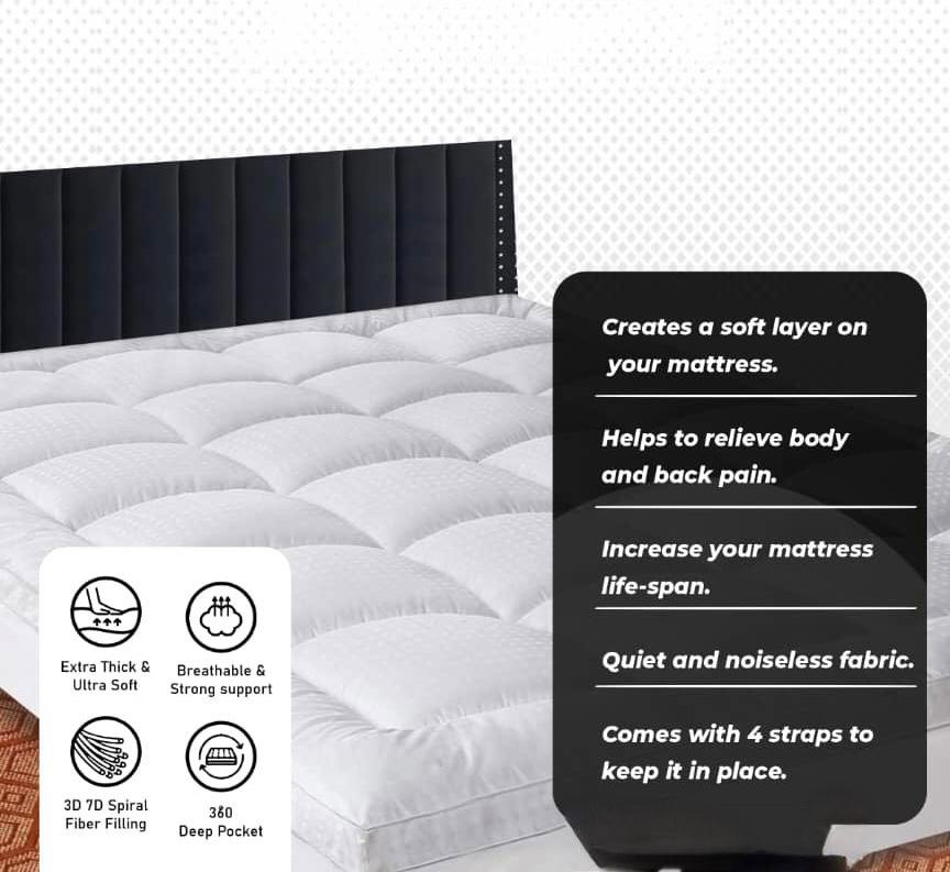 3D 7D Spinal Fiber Filling Mattress Topper-Pain Relief Mattress Topper Supportive and Breathable (3 by 6, 4 by 6, 5 by 6, 6 by 6, 6 by 7, 7 by 7) - Image 3