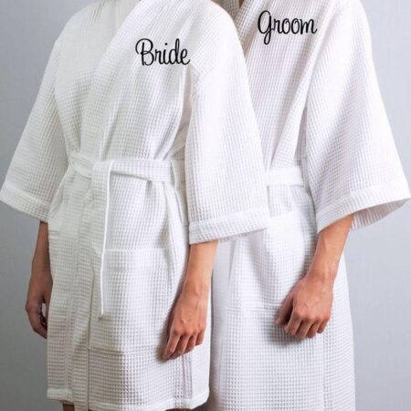 100% Cotton Waffle White Bathrobes, Fittings For Both Men and Women Soft and Absorbent