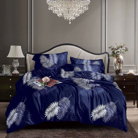 Blue Fern Duvet Set Totally Skin Friendly Doesn't Shared nor Fade Finest Cotton 4 pillowcases and Bedsheet