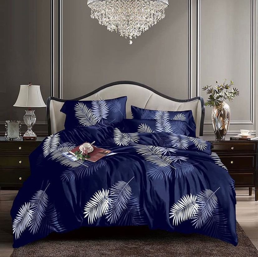 Blue Fern Duvet Set Totally Skin Friendly Doesn't Shared nor Fade Finest Cotton 4 pillowcases and Bedsheet