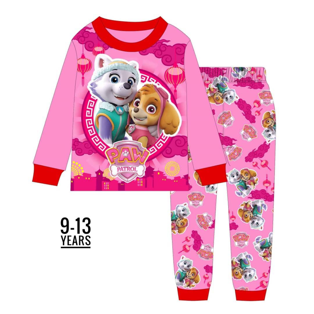 Cartoon Character Paw Patrol Pink Unisex Long-sleeve Age 9-13 Pyjamas