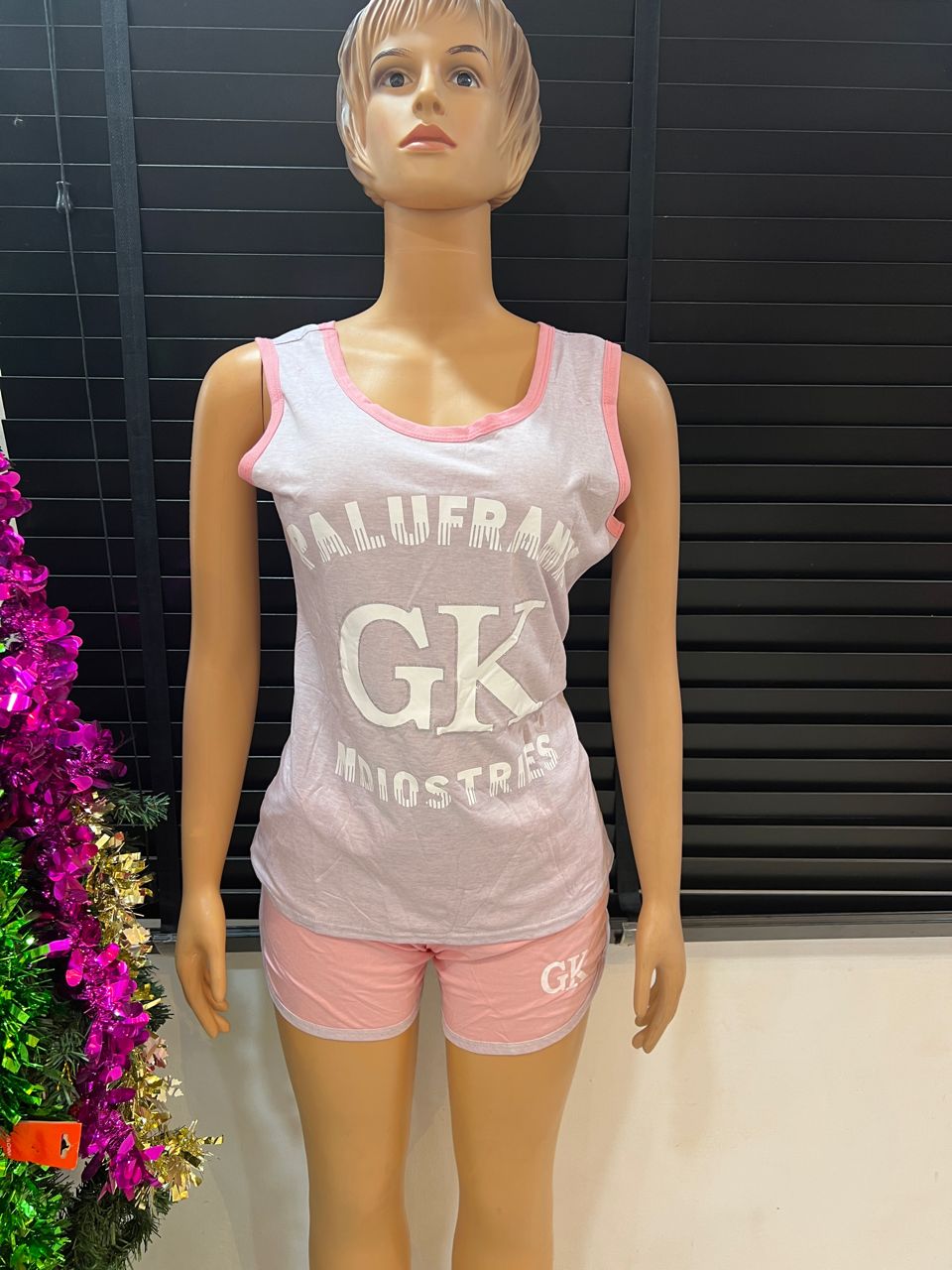 Women's Cute Gk Ash Large Tank Top and Short Pyjama Sleepwear Size 12