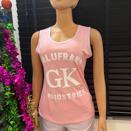 Women's Cute Gk Large Pink Tank Top and Short Pyjama Sleepwear Size 12
