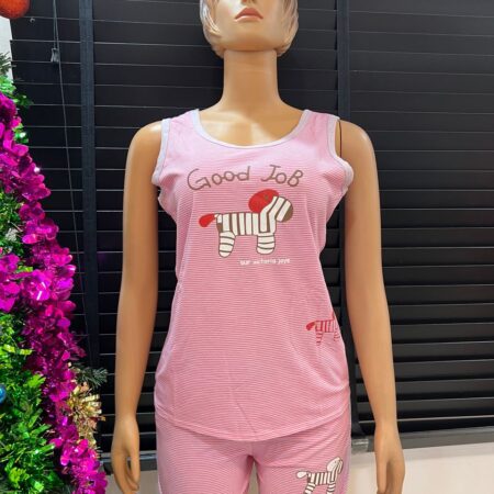 Women's Cute Good Job Pink Tank Top and Short Pyjama Sleepwear Size 12