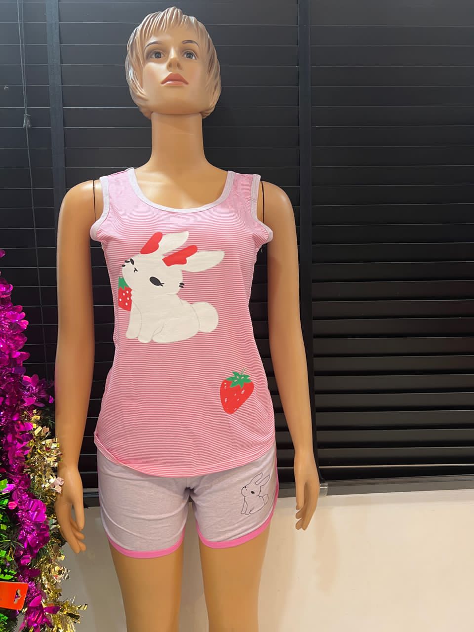 Women's Cute Cartoon Tank Top and Short Pyjama Sleepwear Size 12