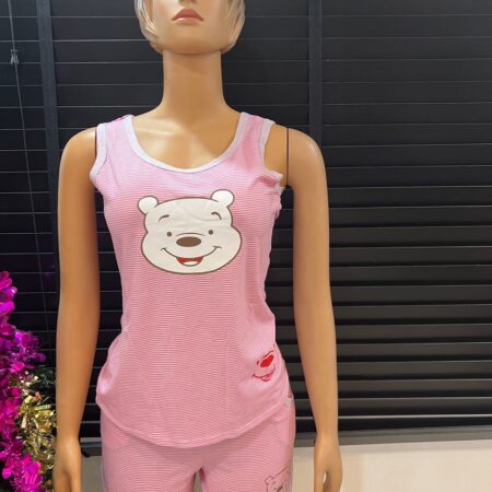 Women's Cute Cartoon Winnie Pink Tank Top and Short Pyjama Sleepwear Size 12
