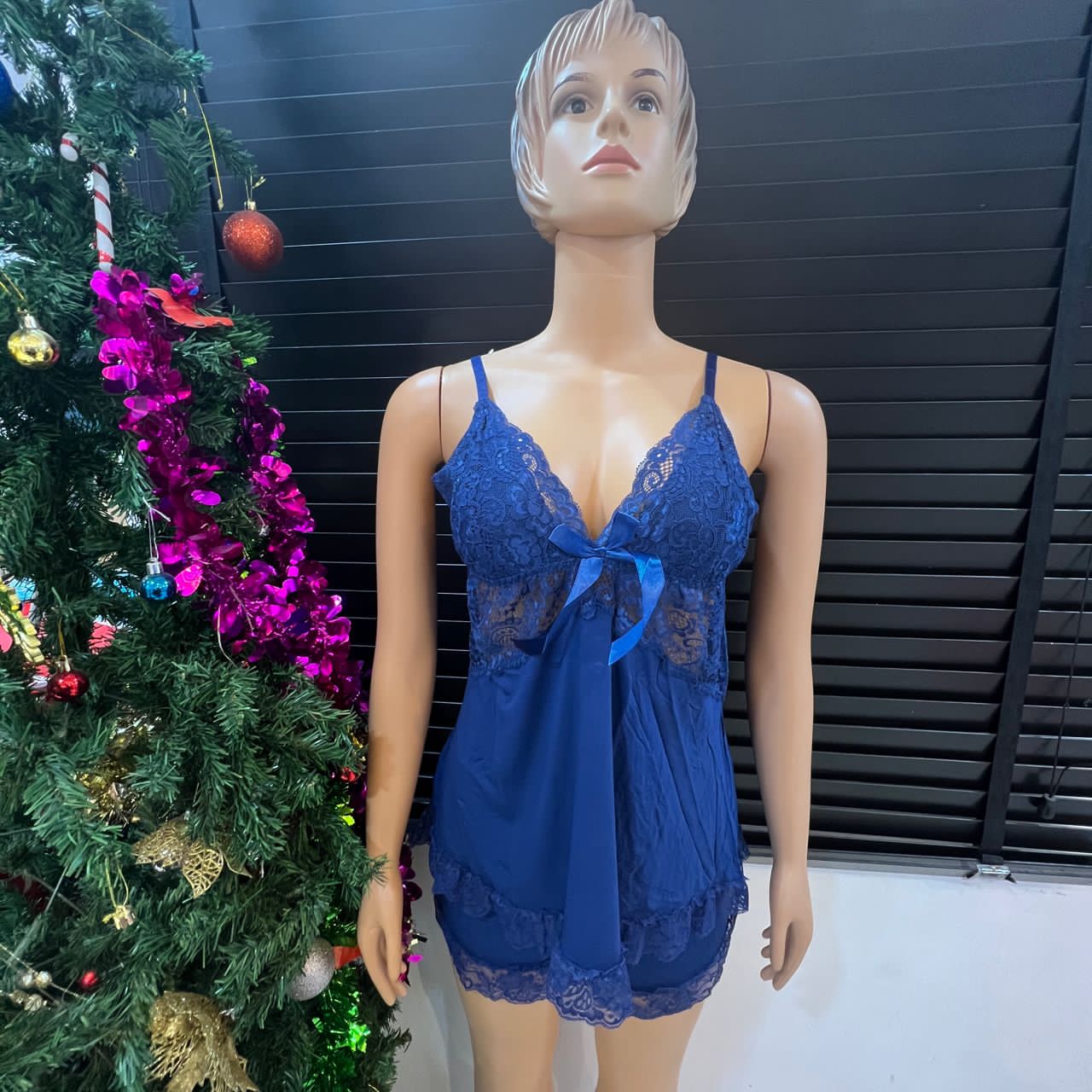 Women Sleepwear Lace Camisole Top and Short Pyjamas Set Night Dress Nightwear Honeymoon Dress, 70008 Blue Color Large & Extra Large Size: 8-16