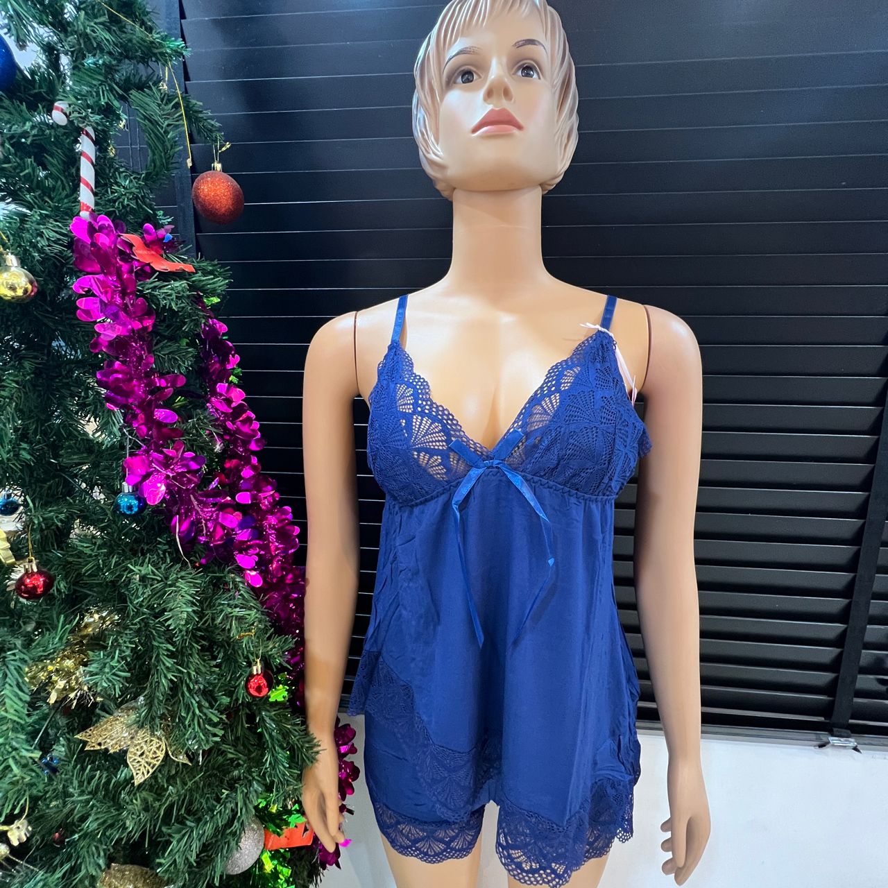 Women Sleepwear Lace Camisole Top and Short Pyjamas Set Night Dress Nightwear Honeymoon Dress, 654 Blue Color Large & Extra Large Size: 6-14