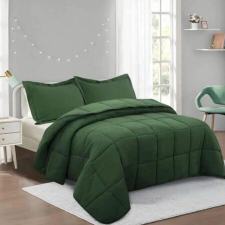 Plain Green Duvet Set 4 by 6, 6 by 6, 6 by 7, 7 by 7 Sizes, Soft Durable and Breathable Solid Green Bedding Set +Bedsheet and 2/4 Matching Pillowcases