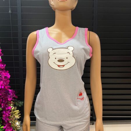 Women's Cute Cartoon Winnie Ash Tank Top and Short Pyjama Sleepwear Size S M 6-10