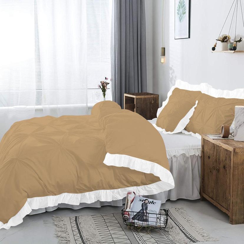 Pintuck Ruffle Duvet Sets, High Quality Polish Cotton Ruffles Pintuck Duvet with Bedsheet and Pillowcases Set (4by6/ 6by6/ 6by7/ 7by7 Sizes) - Image 2