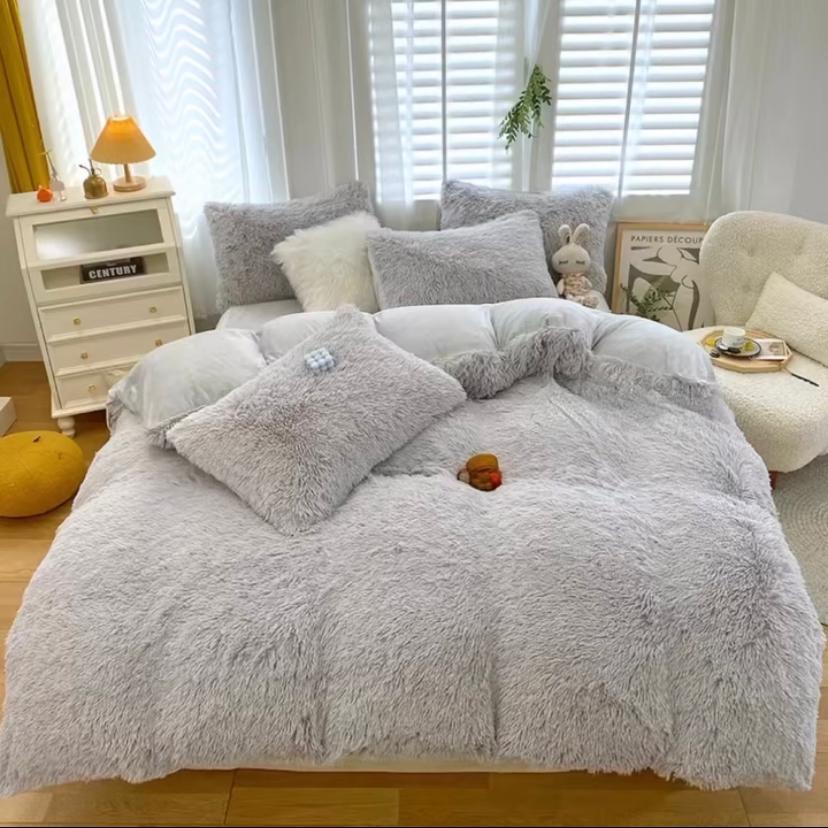 Ash Fur Duvet Sets, Super Comfortable, Fluffy Soft and Very Lush Fur Bedding Set | Sizes: 4 by 6, 6 by 6, 6 by 7, 7 by 7