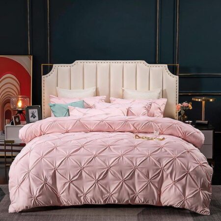 Pink Pinch Pleat Pintuck Duvet Set