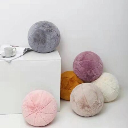 Plush Round Ball Throw Pillow - Soft Fluffy Decor Throw Pillow for Chair Sofa Living Room Girl Bedroom