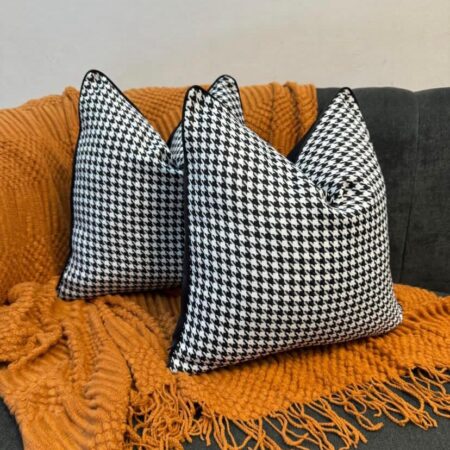 Dog Tooth Decorative 18x 18 Throw Pillow, Black and White Modern Pattern Square Throw Pillow for Chair Bed Couch Sofa Office Ideal Gift Pillow