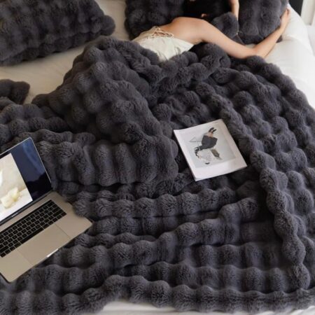 Luxury Bubble Faux Fur Throw Blanket, Super Soft and Fluffy Throw Blanket for Couch, Sofa, Chair, Bed, Nap (130cm by 160cm, 160cm by 200cm, 180cm by 200cm)