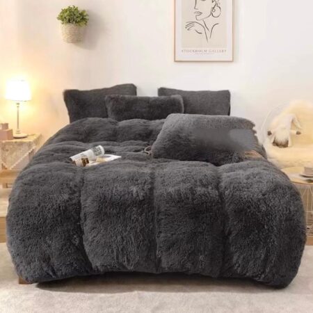 Black Fur Duvet Set, Super Comfortable, Fluffy Soft and Very Lush Fur Bedding Set| Sizes: 4 by 6, 6 by 6, 6 by 7, 7 by 7