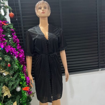 Black Glow Women's Pyjama Set, Women's Silk Nightwear Robe Sizes 6-12