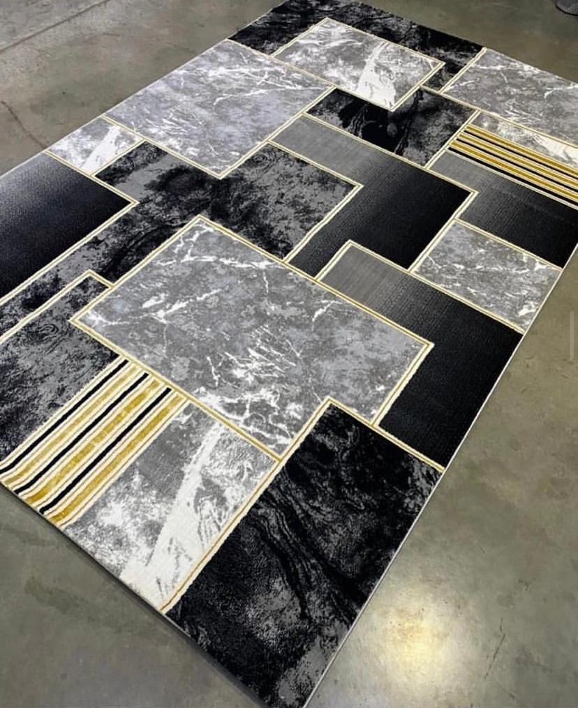 Black Grey Turkish Rug for Living Rooms, Children Room, Decor, Carpet 4 x 6, 5 x 7, 7 x 10