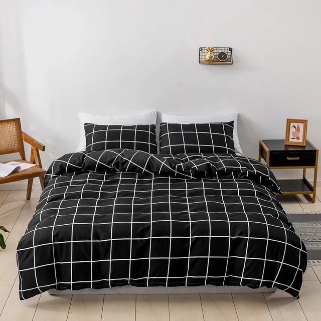 Plaid/Grid Pattern Duvet Set - Soft Geometric Checkered Bedding Set with (1 Duvet 1Bedsheet and 4 Matching Pillowcases ) 4 by 6, 6 by 6, 6 by 7, 7 by 7 - Image 3