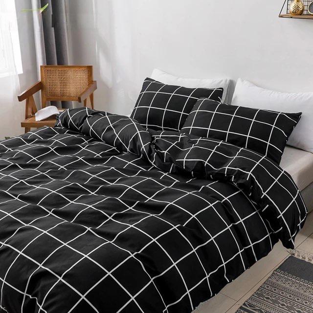 Plaid/Grid Pattern Duvet Set - Soft Geometric Checkered Bedding Set with (1 Duvet 1Bedsheet and 4 Matching Pillowcases ) 4 by 6, 6 by 6, 6 by 7, 7 by 7 - Image 4