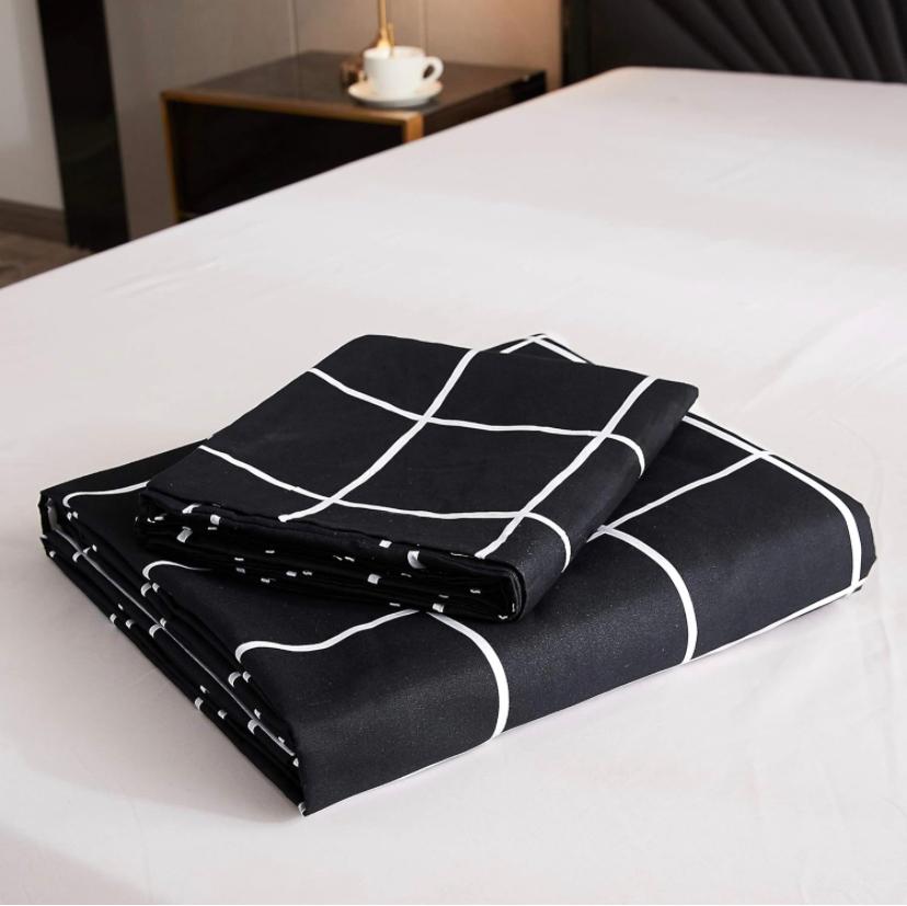 Plaid/Grid Pattern Duvet Set - Soft Geometric Checkered Bedding Set with (1 Duvet 1Bedsheet and 4 Matching Pillowcases ) 4 by 6, 6 by 6, 6 by 7, 7 by 7 - Image 6