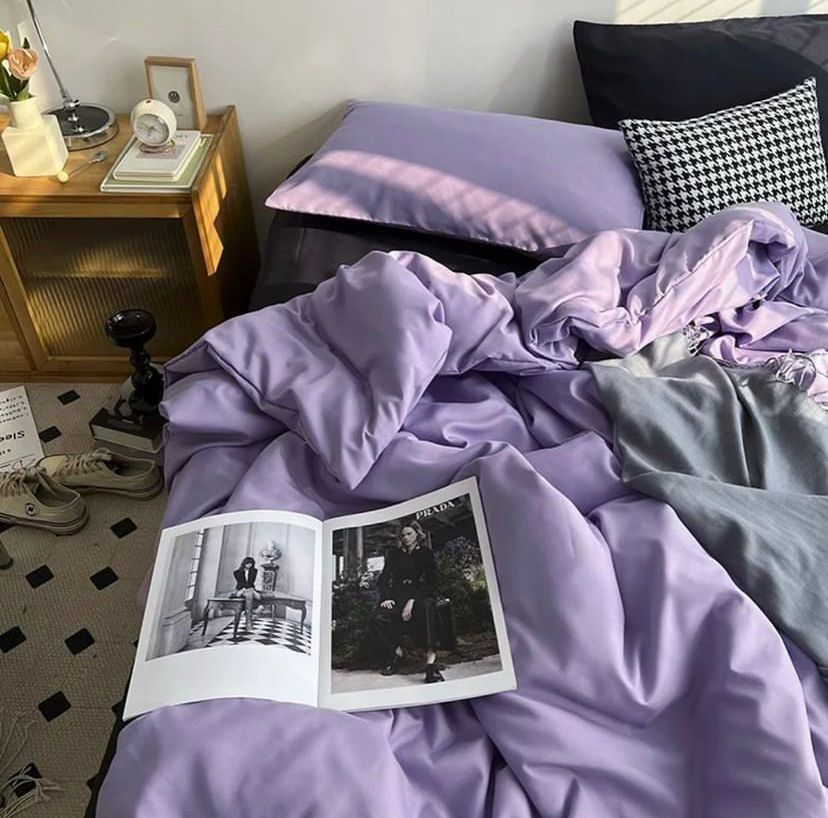 Lilac Duvet + Pillowcases and Bedsheet High Quality Lilac Bedding Set Available in All Sizes