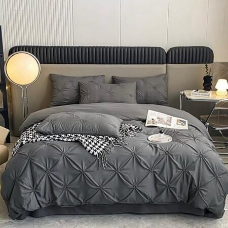 dark grey pintuck duvet set