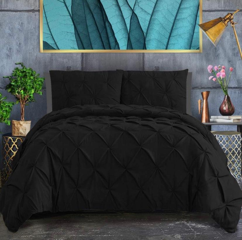 black pintuck duvet cover