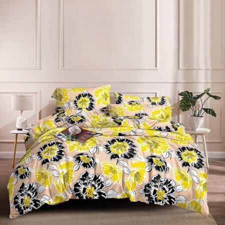 Yellow Cream Black White Multicolor Duvet Set- Matching Pillowcases and Bedspread Light-Weight and Breathable  Machine Wash (4 by 6, 6 by 7, 7 by 7, 7 by 7)