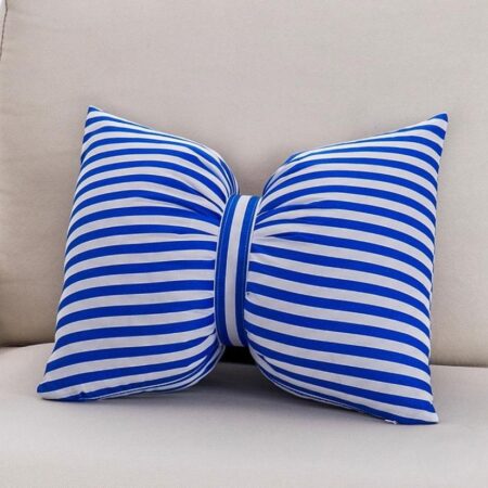 Blue White Striped Fluffy Soft Throw Pillow- Super Beautiful Decorative Throw Pillow for Sofa, Couch, Bed, Living Room car