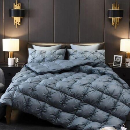Grey Double Padded Pintuck Duvet